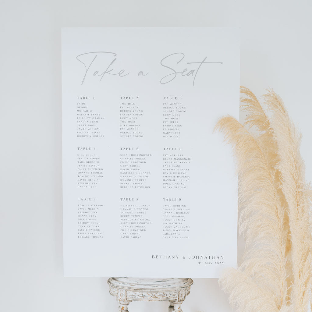 Bethany Wedding Table Plan