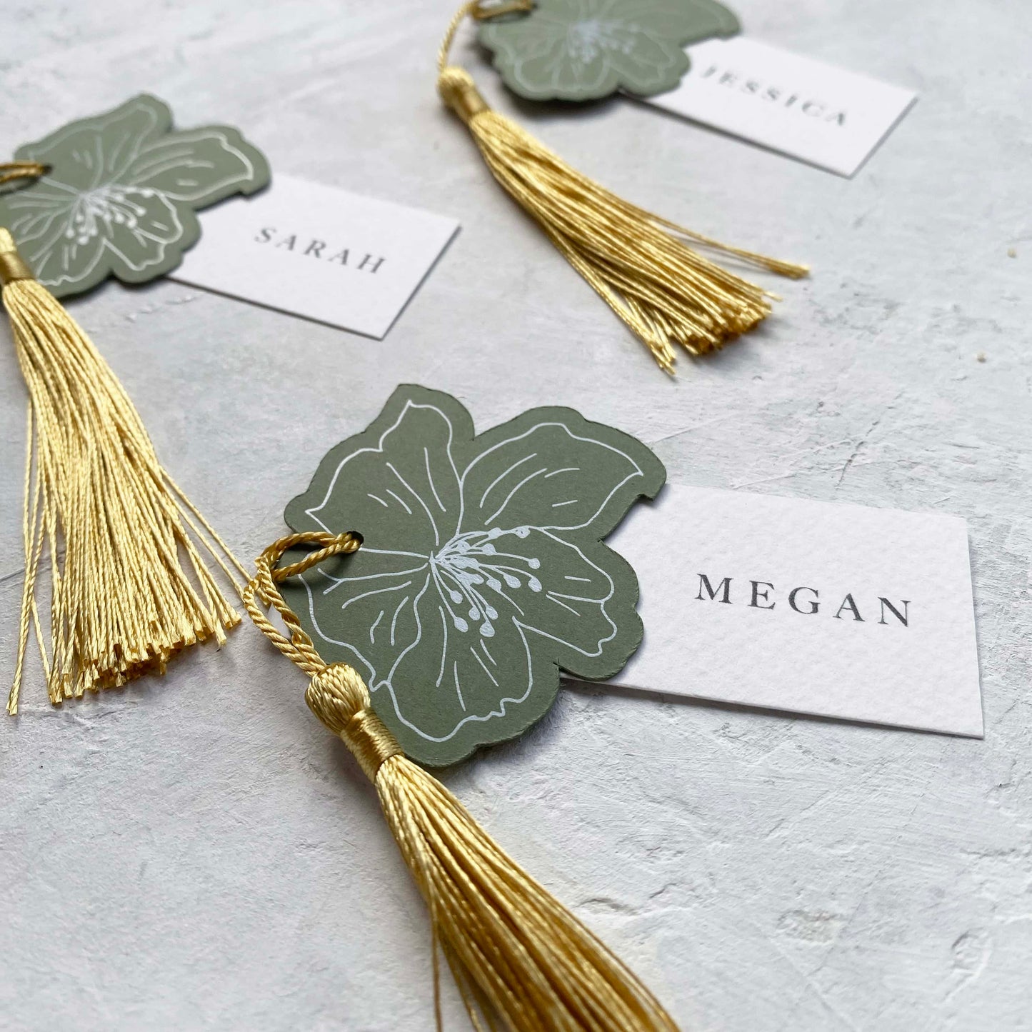Sage Green Flower Place Card