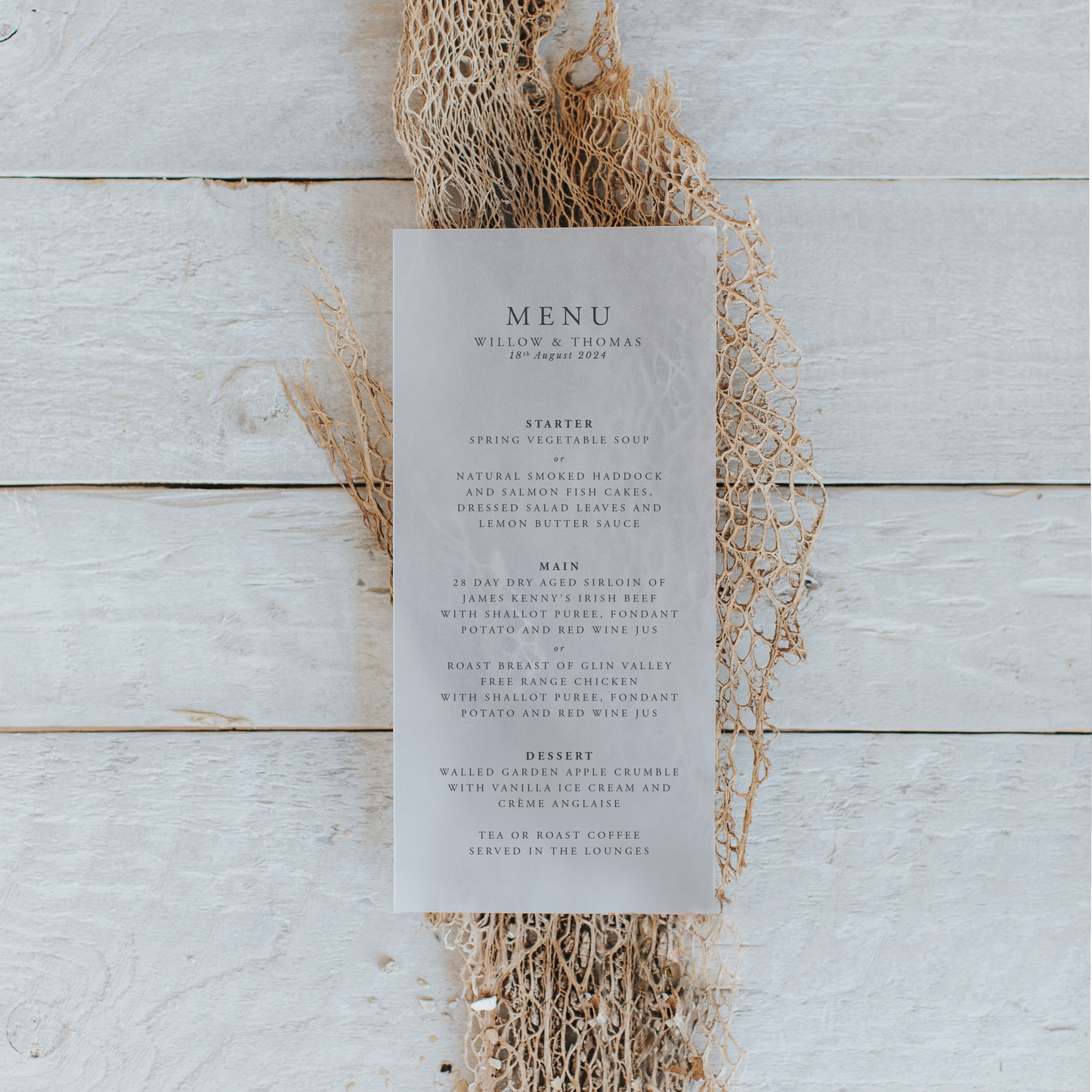 Willow Vellum Menu