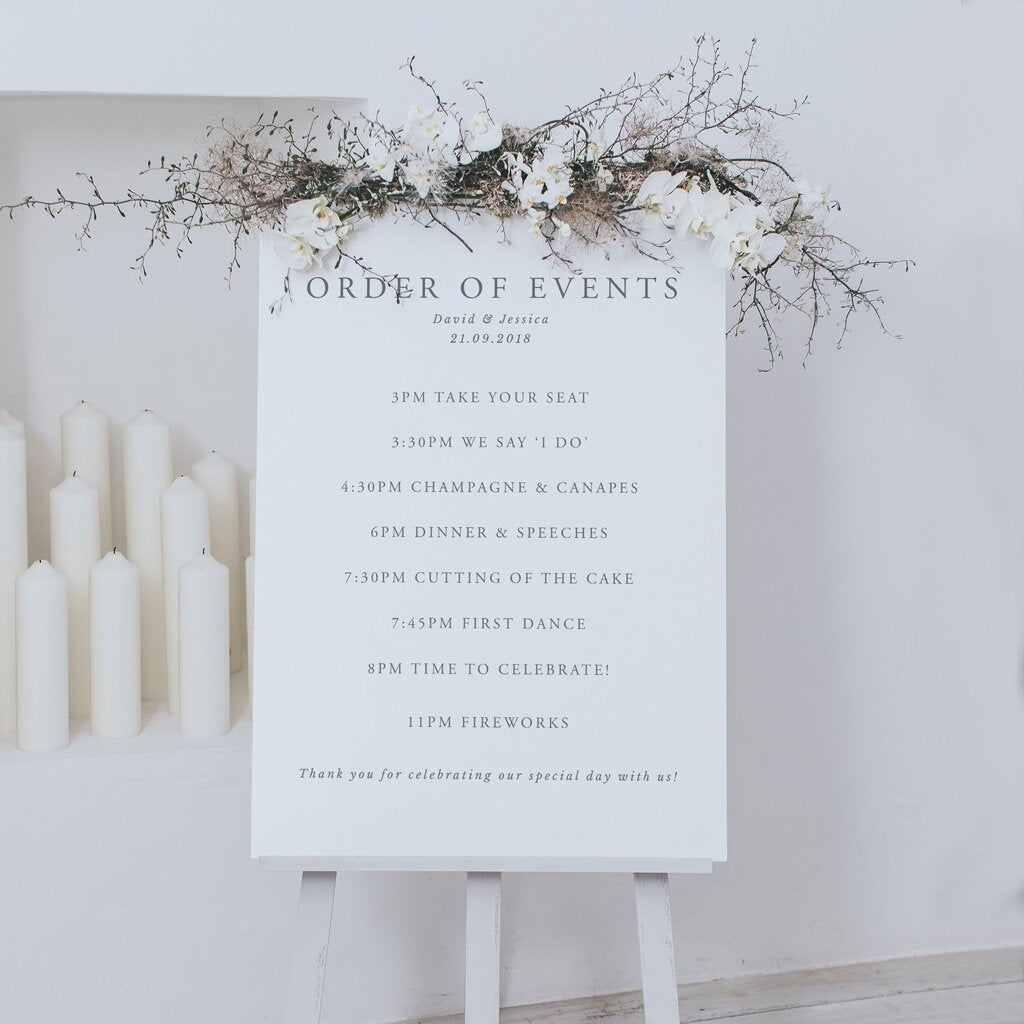 Elegance Order of the Day Sign