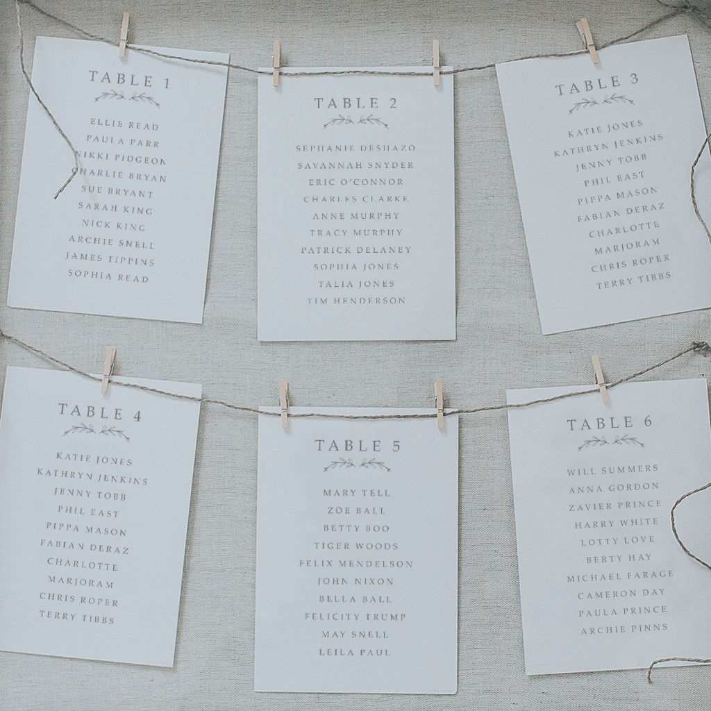 Spring Romance Table Plan Cards