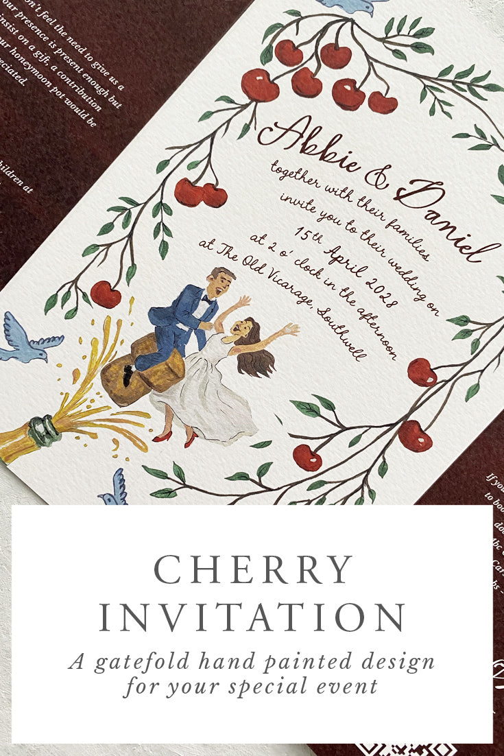 Introducing Our Cherry Illustrated Gatefold Wedding Invitation