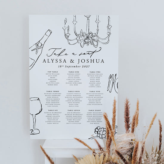 Minimal Chandelier Wedding Table Plan (Alyssa)
