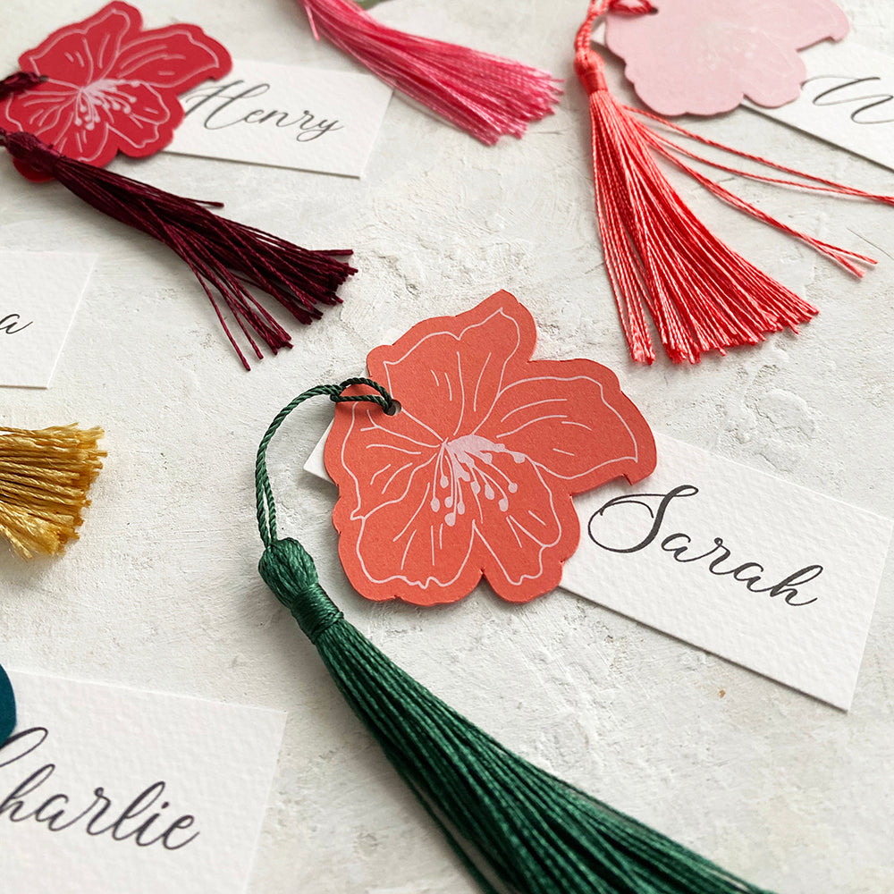 Personalised Floral Tassel Place Cards