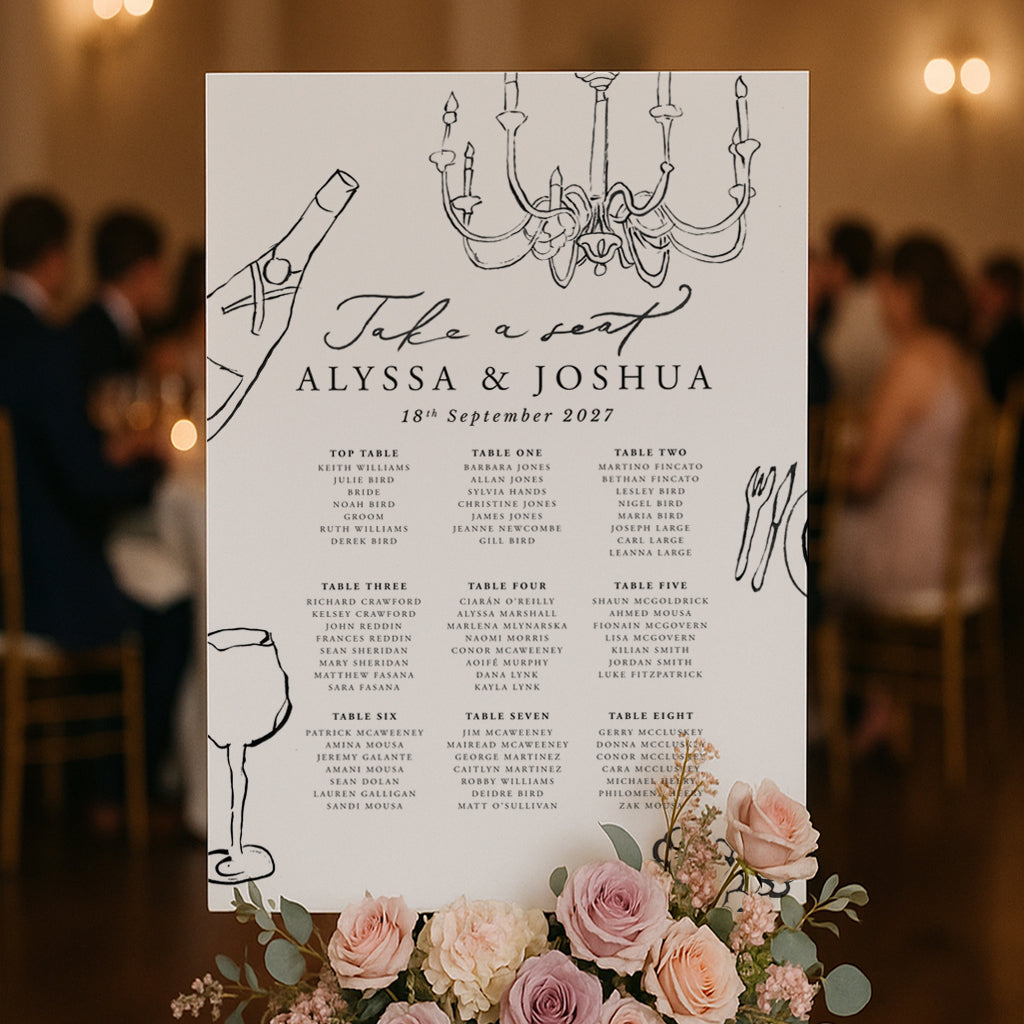 Minimal Chandelier Wedding Table Plan (Alyssa)