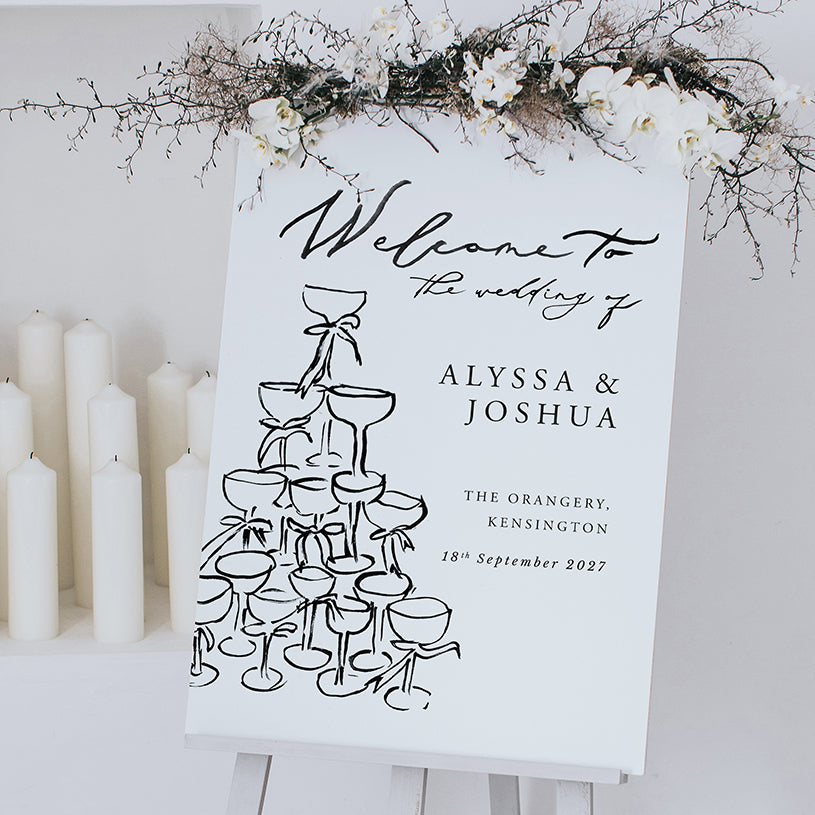 Champagne Tower Wedding Welcome Sign (Alyssa)