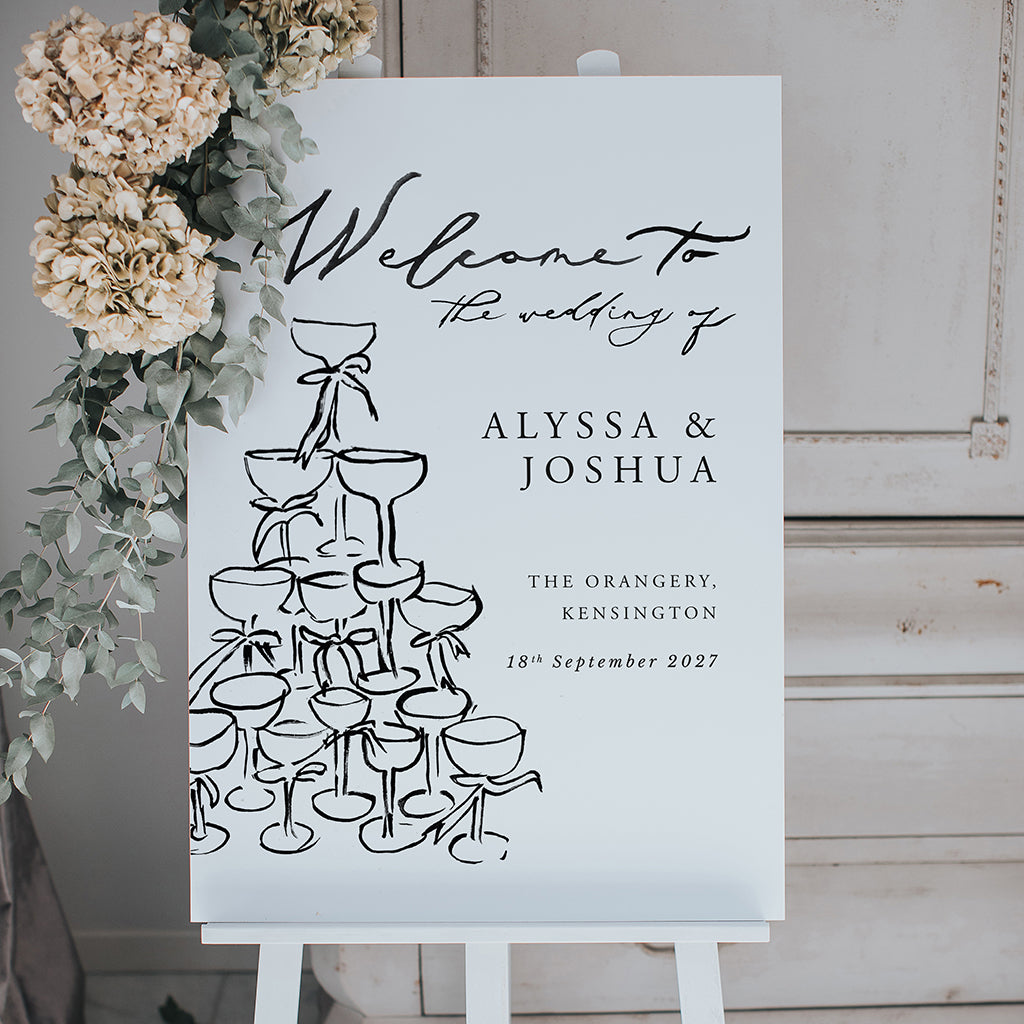 Champagne Tower Wedding Welcome Sign (Alyssa)