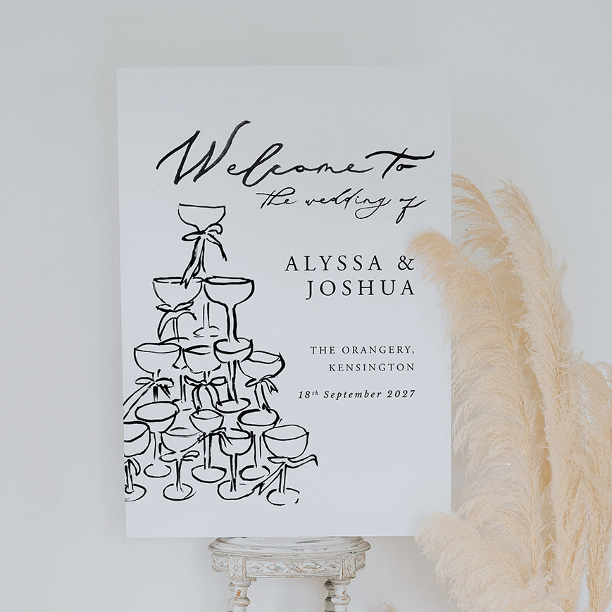 Champagne Tower Wedding Welcome Sign (Alyssa)