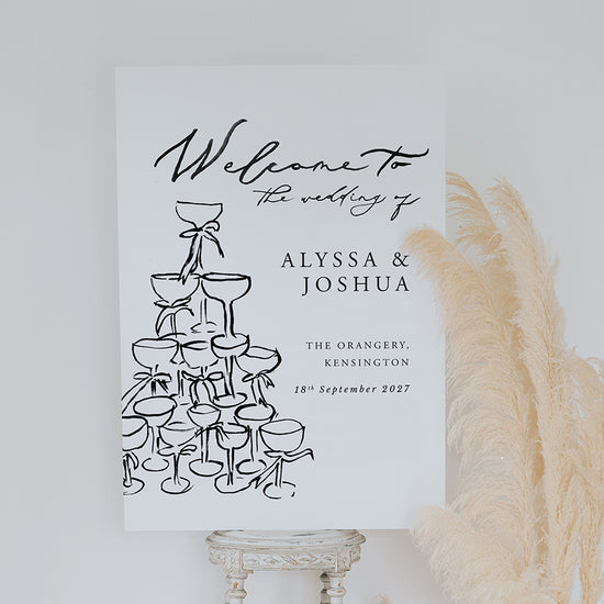 Champagne Tower Wedding Welcome Sign (Alyssa)