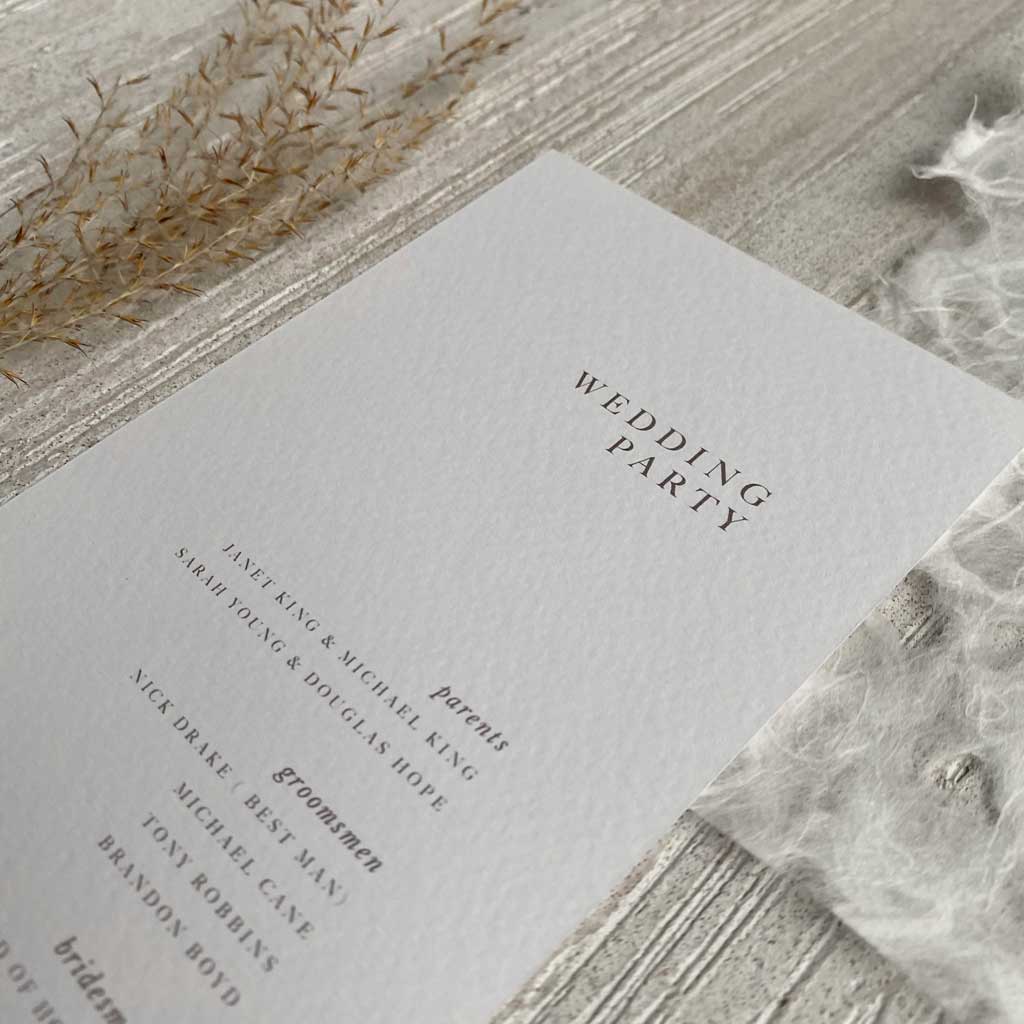 Order of Service Cards | Ceremony Guide Cards – Lilac & White
