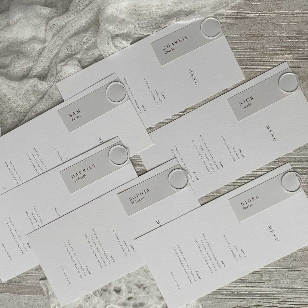 Personalised Menu Cards | Wedding Table Menu Card Design – Lilac & White