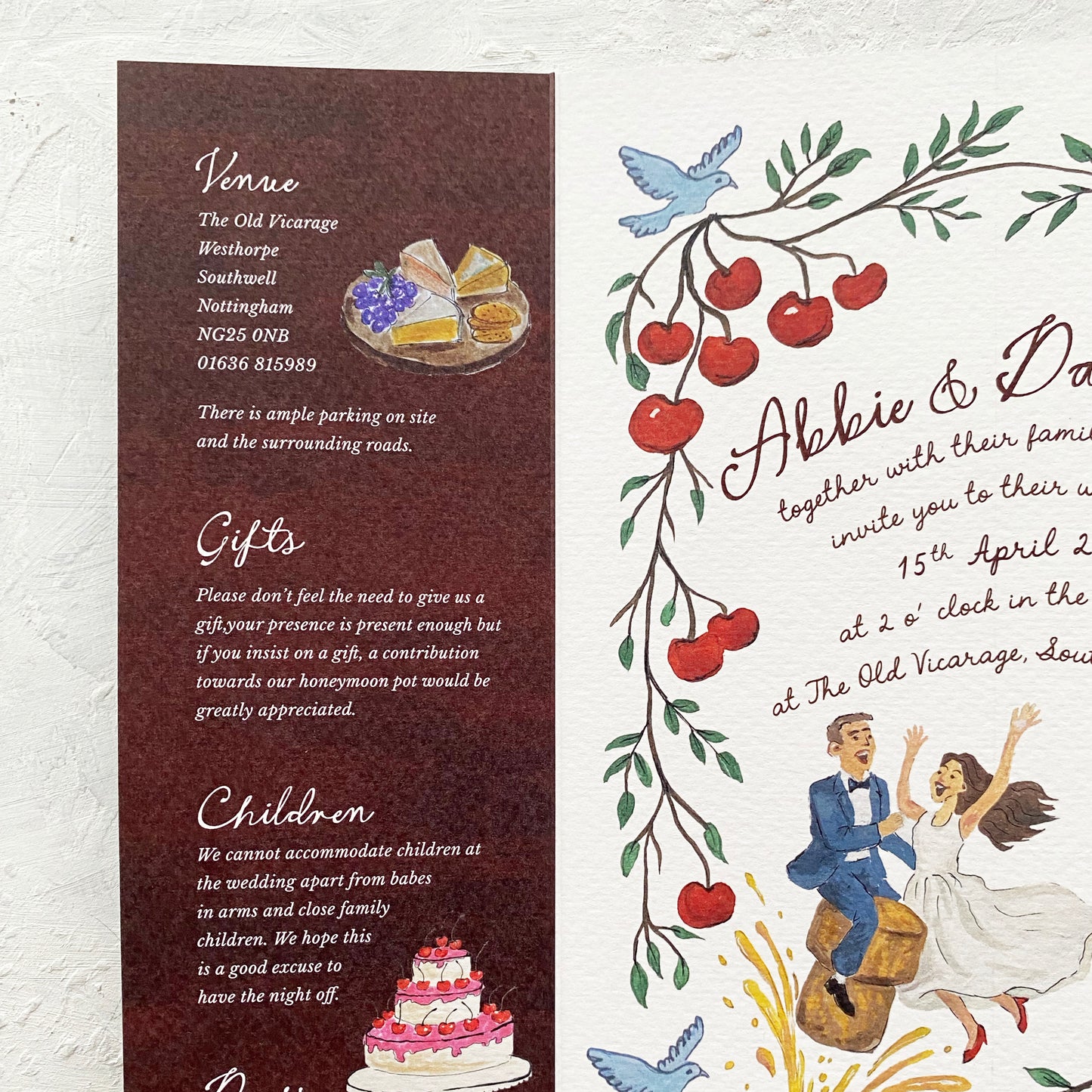 Cherry Illustrated Gatefold Invitation