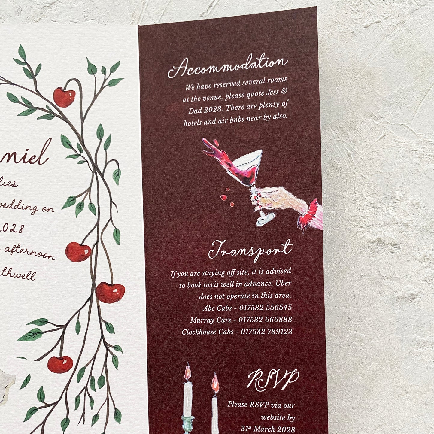 Cherry Illustrated Gatefold Invitation
