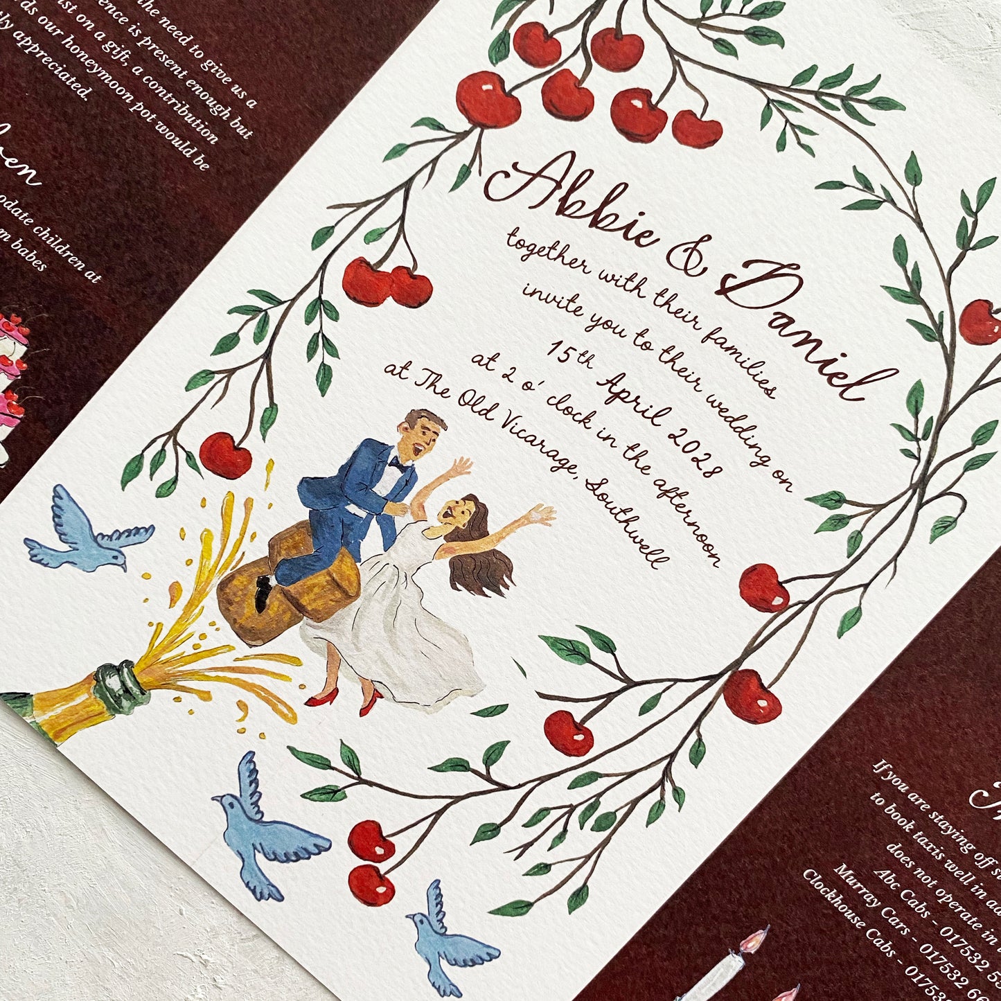 Cherry Illustrated Gatefold Invitation