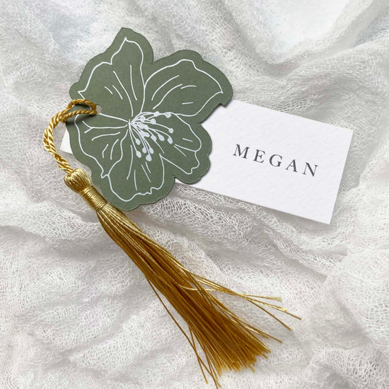 Sage Green Flower Place Card