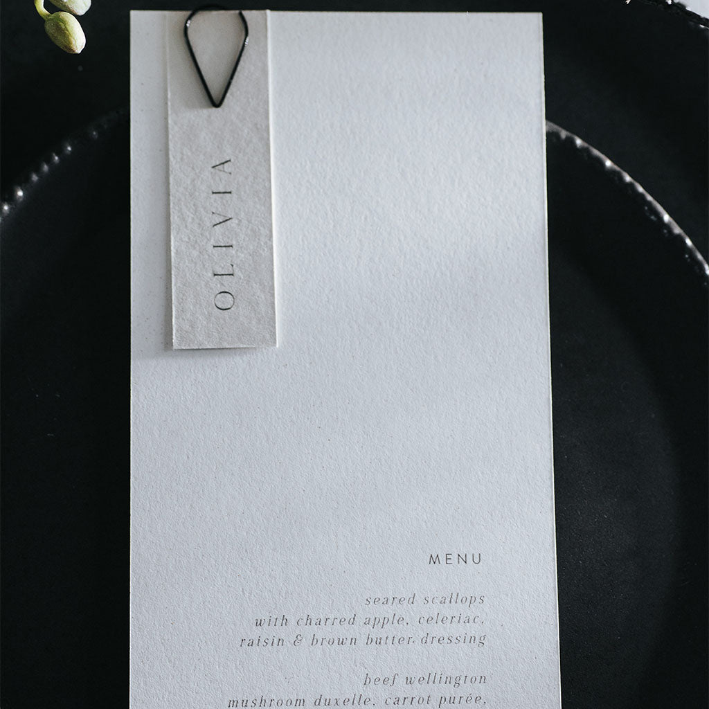 Wedding Menu Cards | Wedding Menu with Name Tag – Lilac & White