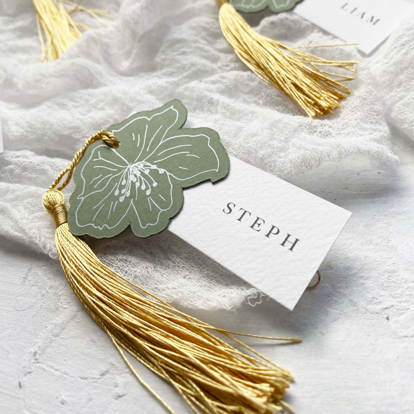 Sage Green Flower Place Card