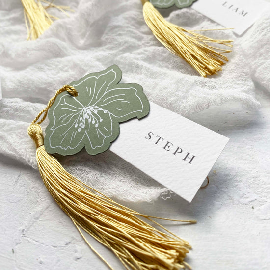 Sage Green Flower Place Card