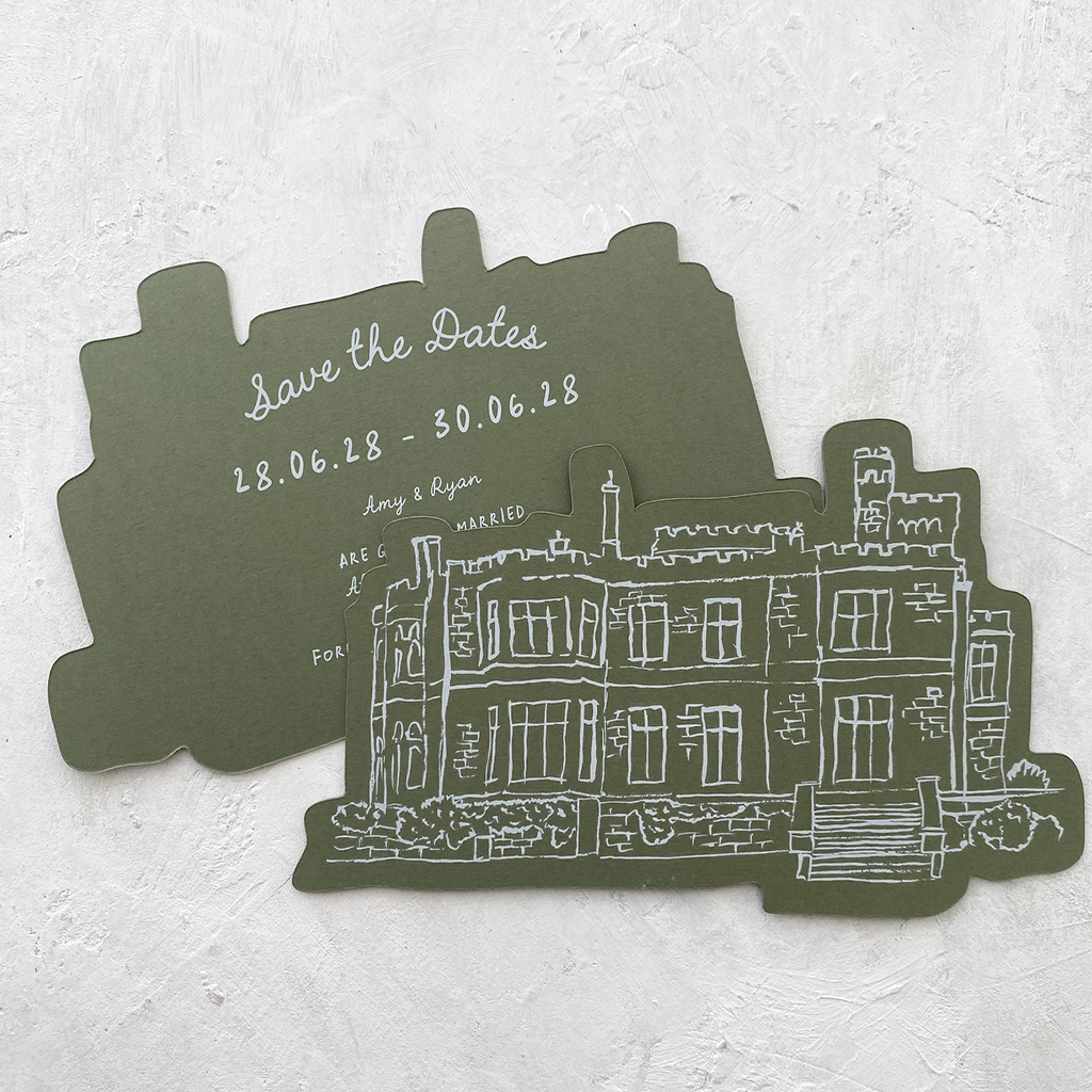 Venue Illustrated Save the Date Cards