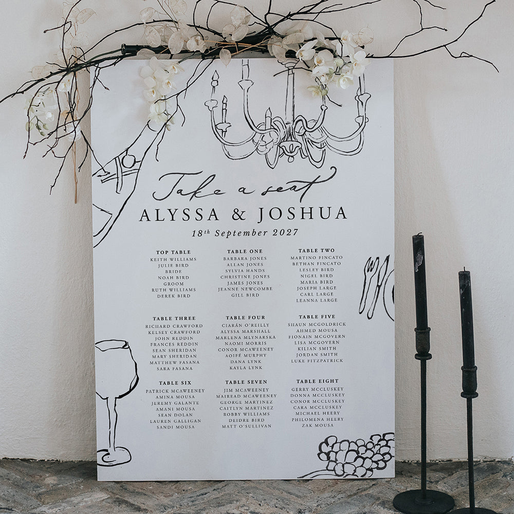 Minimal Wedding Table Plan | Elegant Seating Chart Sign UK – Lilac & White