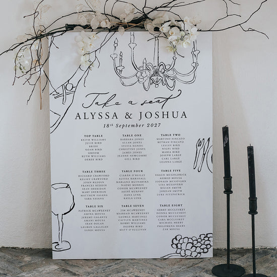 Minimal Chandelier Wedding Table Plan (Alyssa)