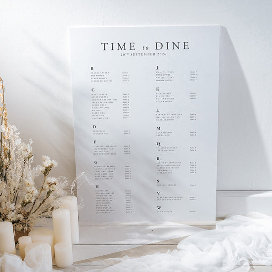 Alphabetical Wedding Table Plan