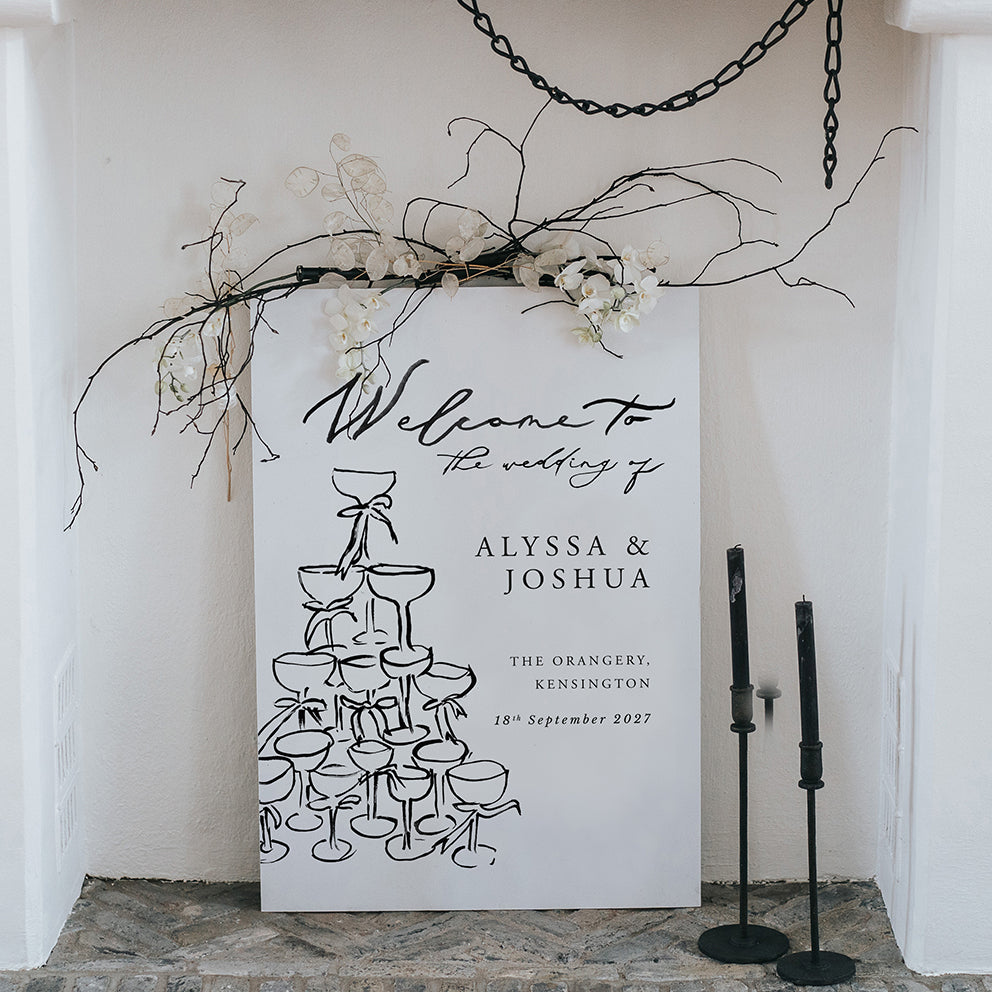 Champagne Tower Wedding Welcome Sign (Alyssa)