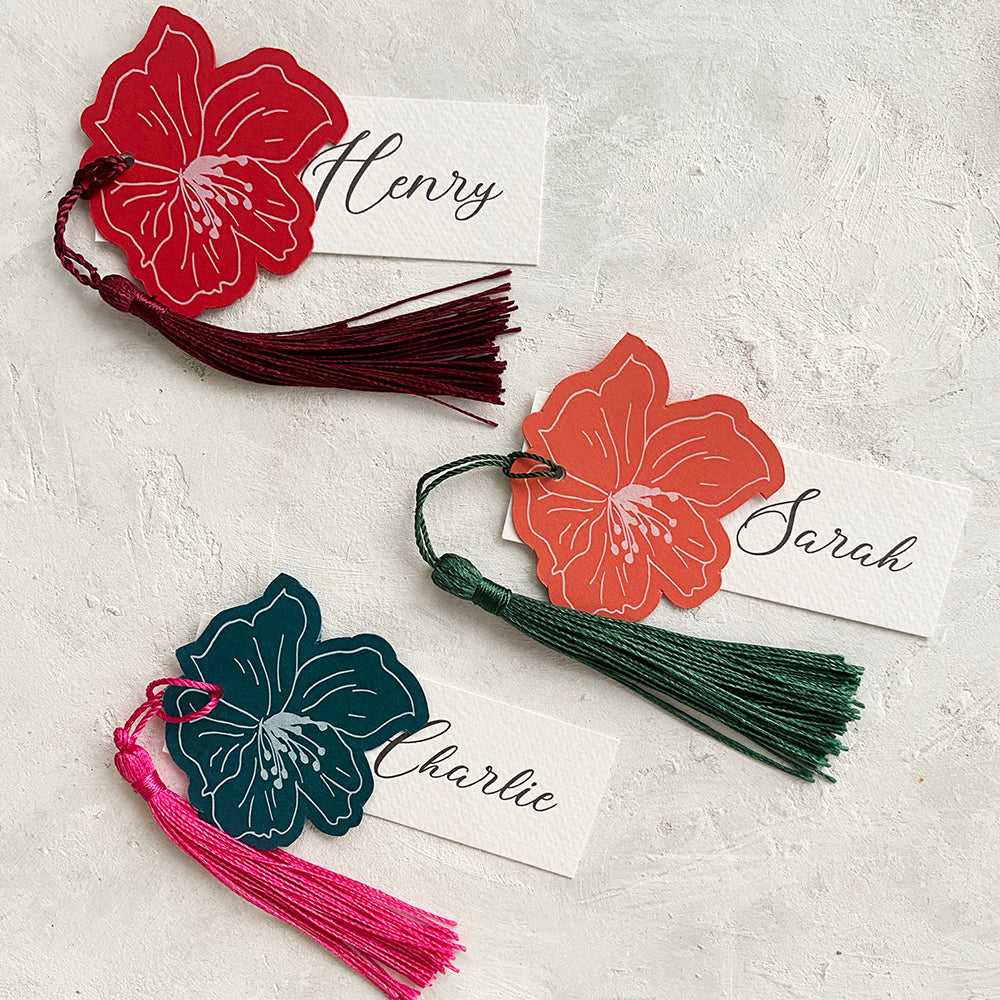 Personalised Floral Tassel Place Cards
