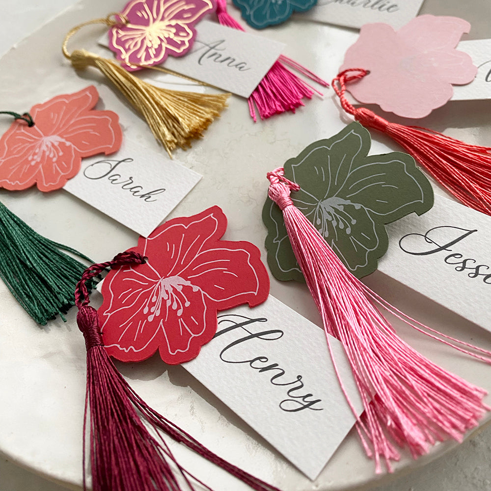 Personalised Floral Tassel Place Cards