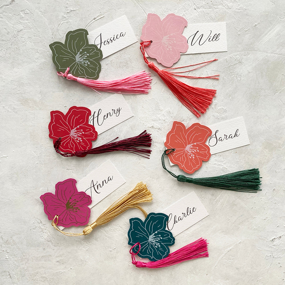 Personalised Floral Tassel Place Cards