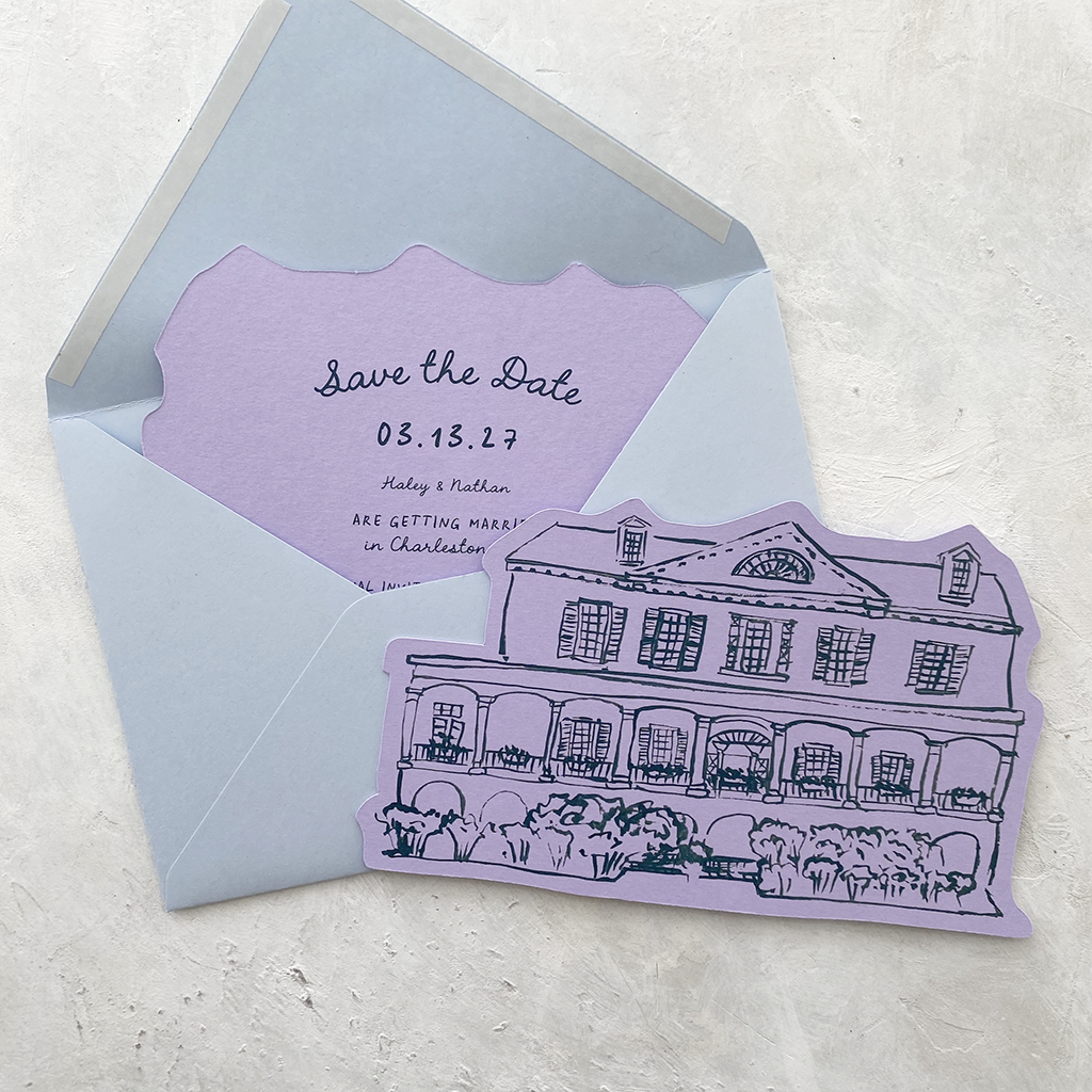 Venue Illustrated Save the Date Cards