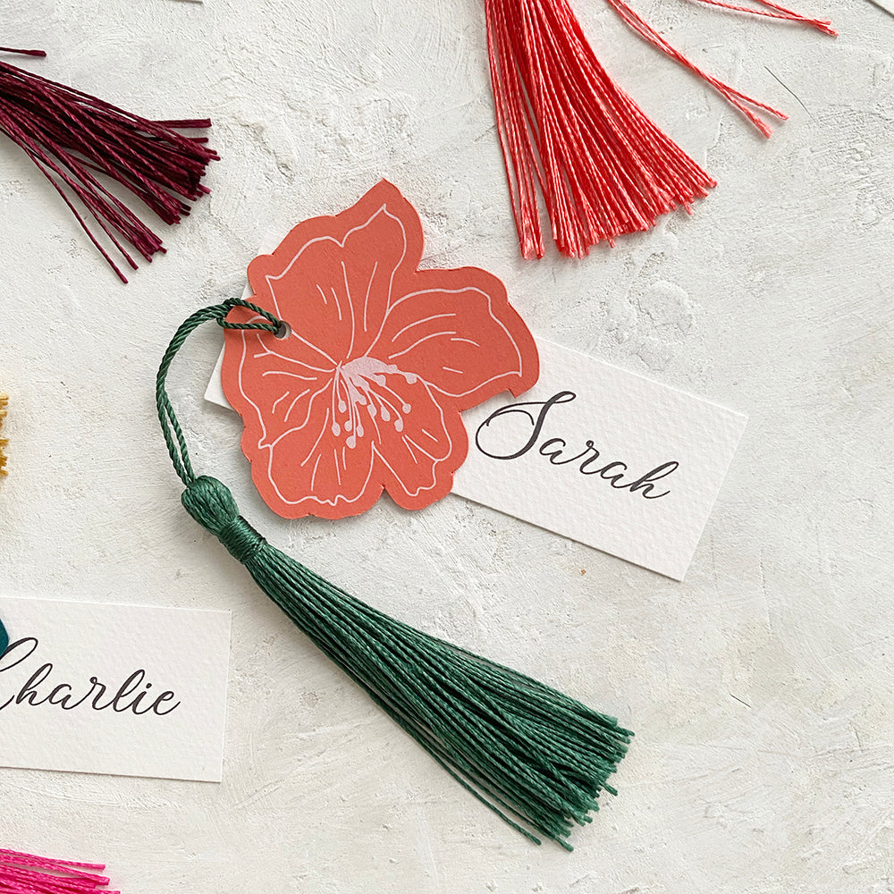 Personalised Floral Tassel Place Cards
