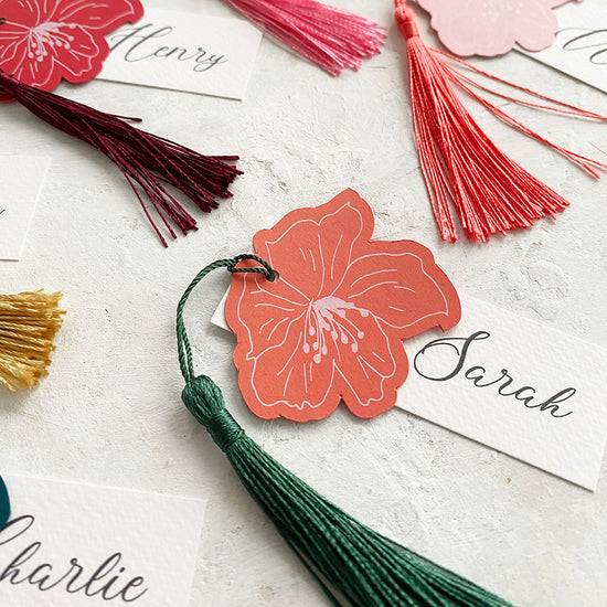 Personalised Floral Tassel Place Cards