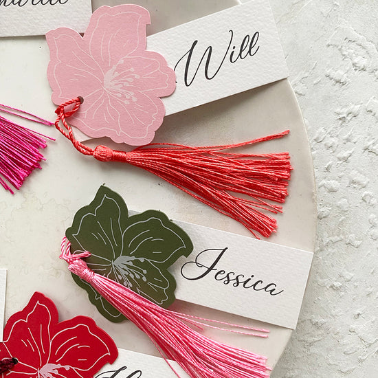Personalised Floral Tassel Place Cards