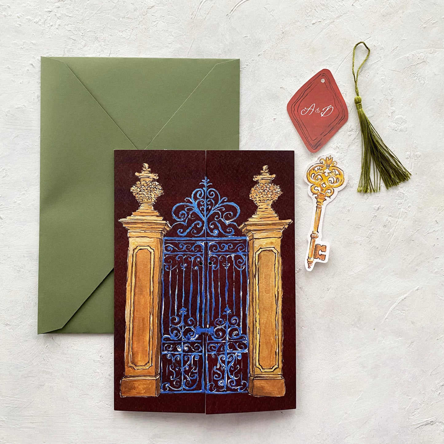 Cherry Illustrated Gatefold Invitation