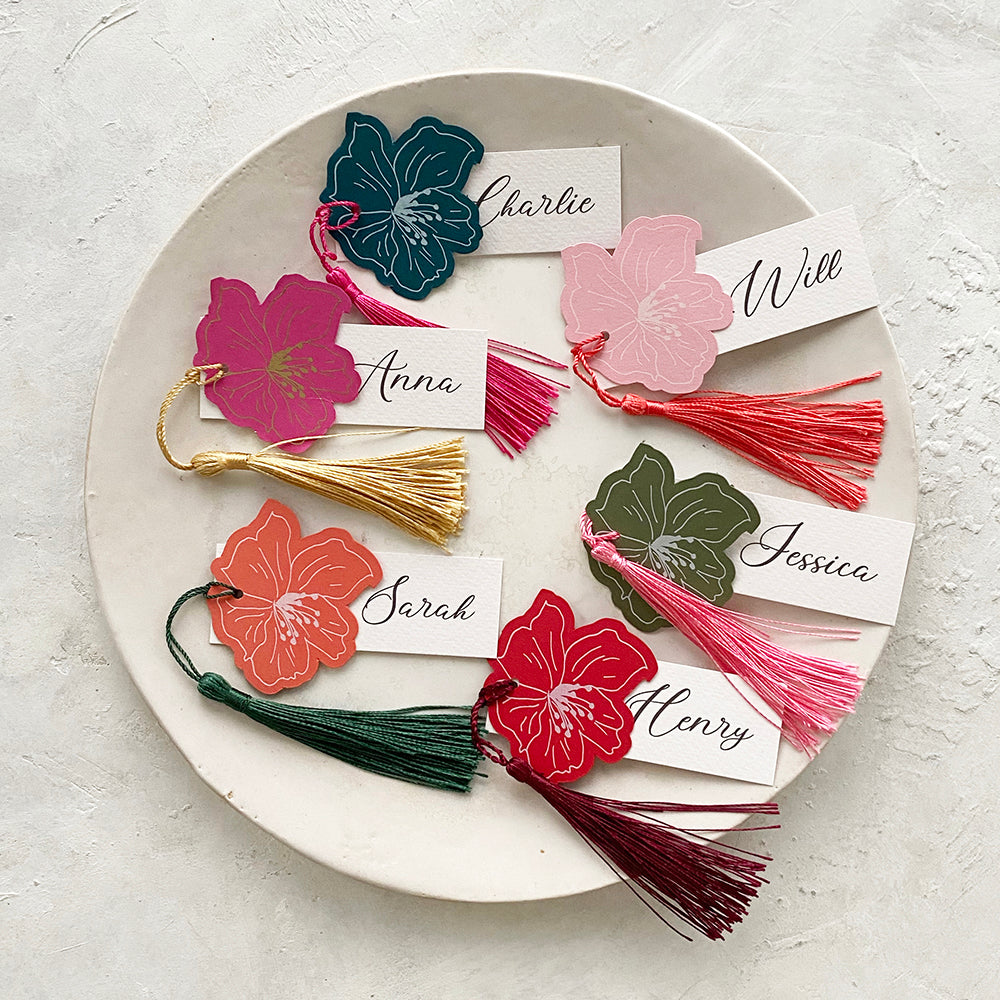 Personalised Floral Tassel Place Cards