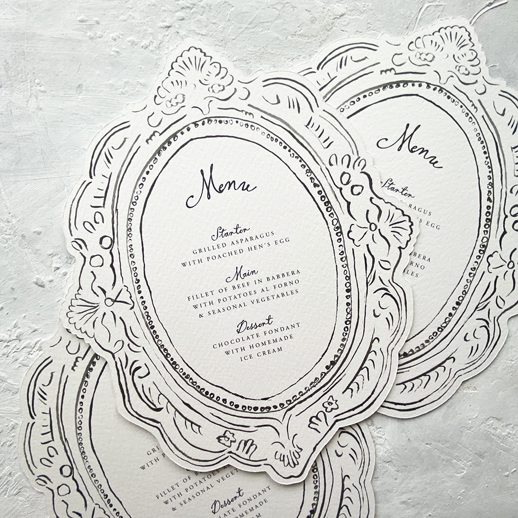 Vintage Frame Die-Cut Menus