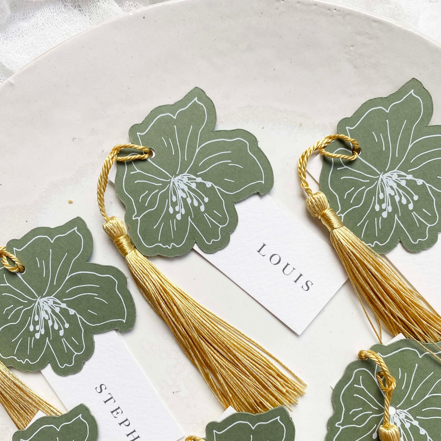 Sage Green Flower Place Card