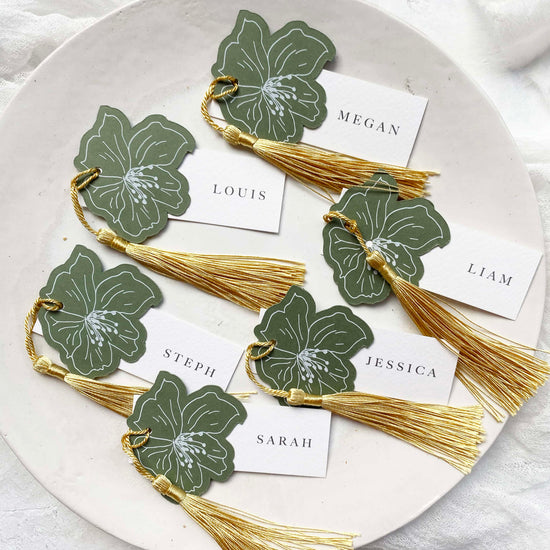 Sage Green Flower Place Card