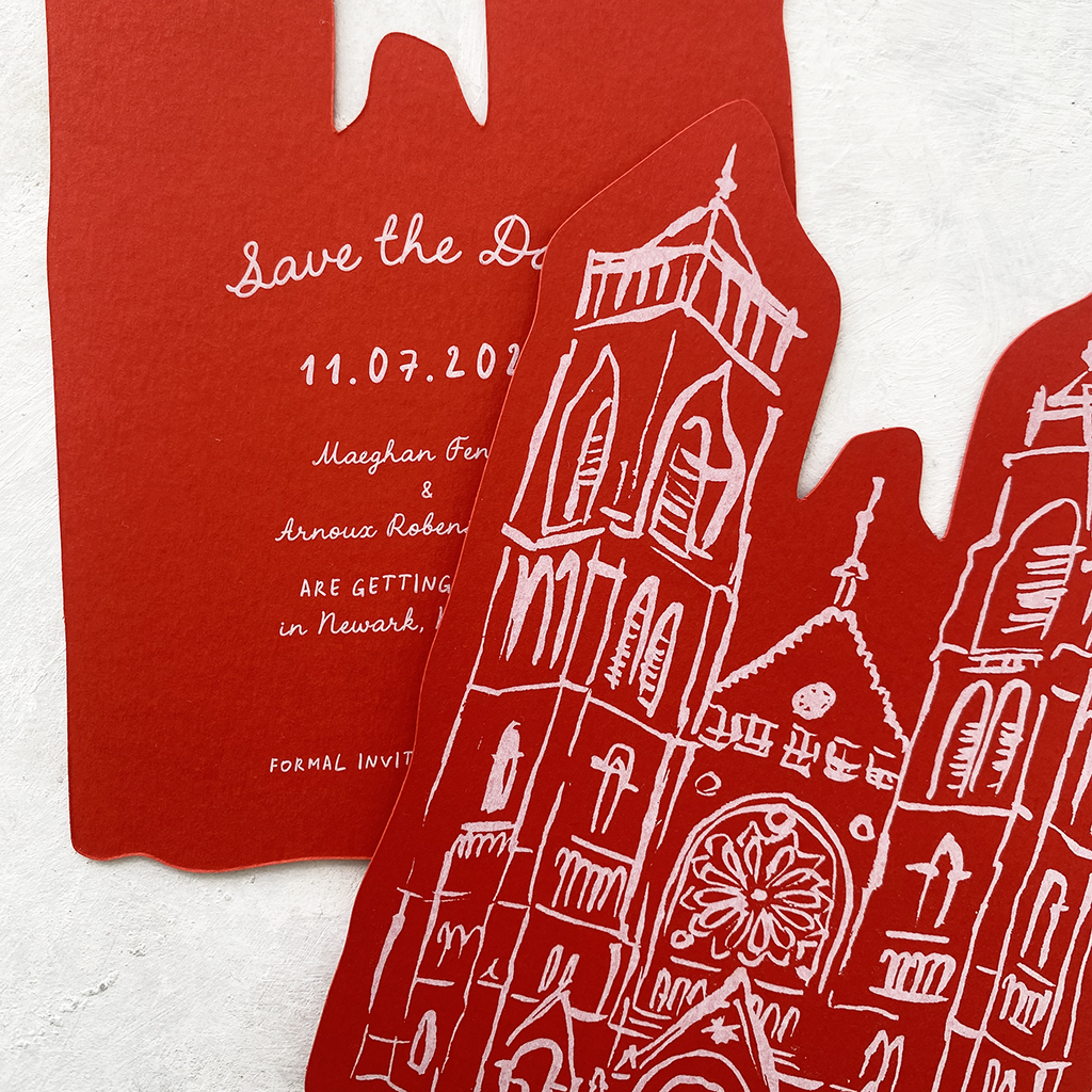 Venue Illustrated Save the Date Cards
