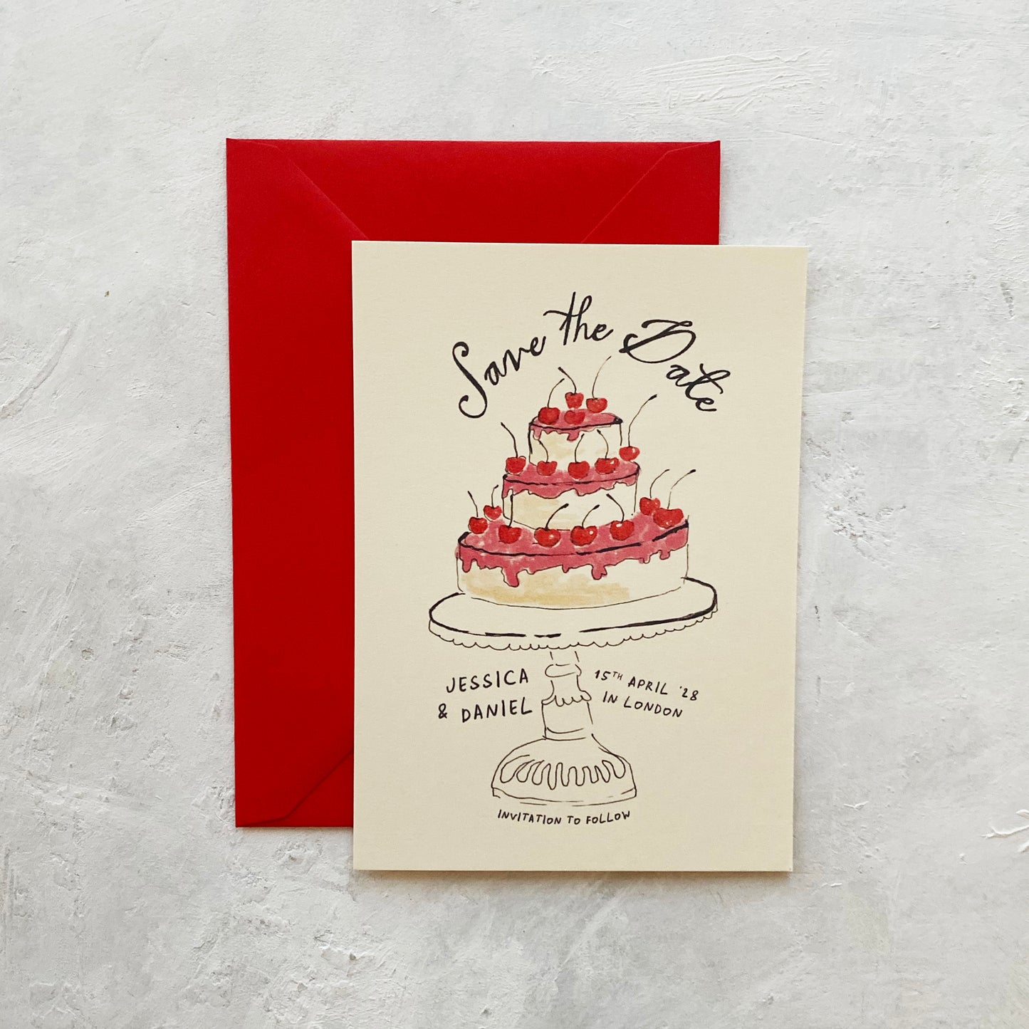 Cherry Illustrated Save the Date Card