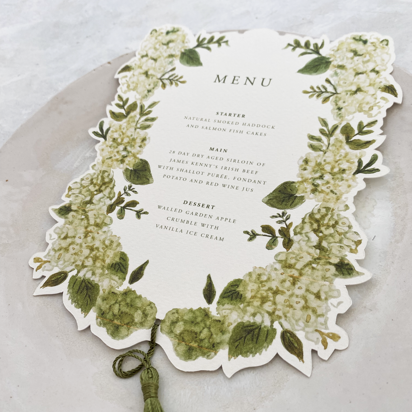 Hydrangea Watercolour Wedding Menu