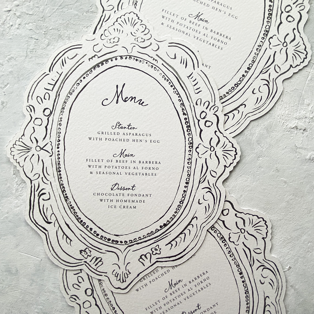 Vintage Frame Die-Cut Menus