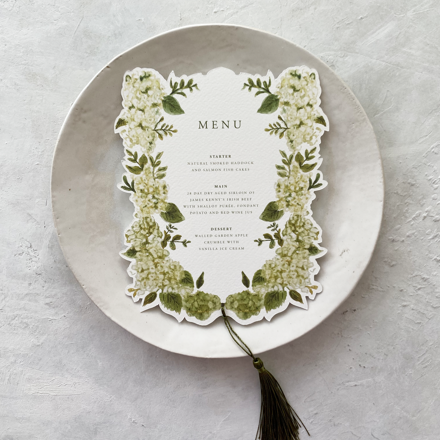 Hydrangea Watercolour Wedding Menu