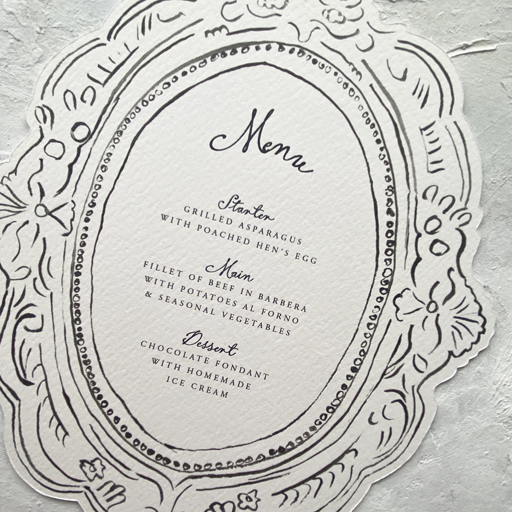 Vintage Frame Die-Cut Menus