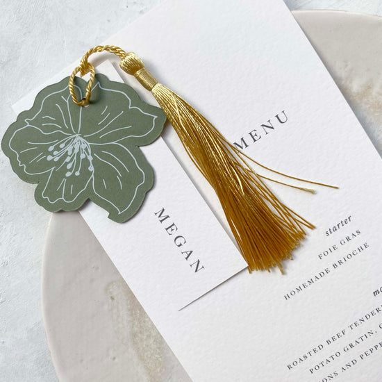 Sage Green Flower Place Card