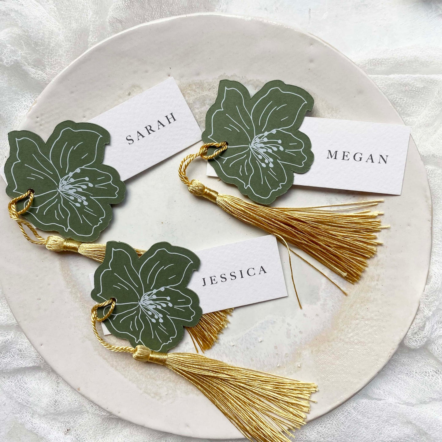 Sage Green Flower Place Card