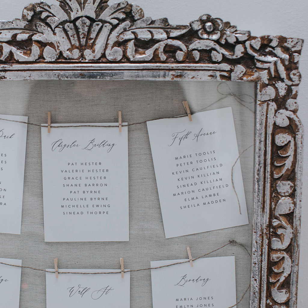 Column Table Card Simple Wedding Table Plan Cards - Stylish Seating Chart Solution ...