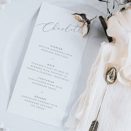 Charlotte Personalised Menu