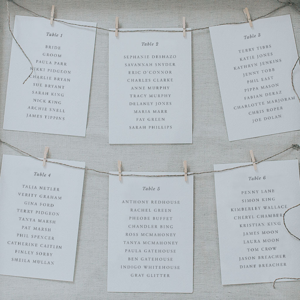 Matte Table Card Simple Wedding Table Plan Cards - Stylish Seating Chart Solution ...